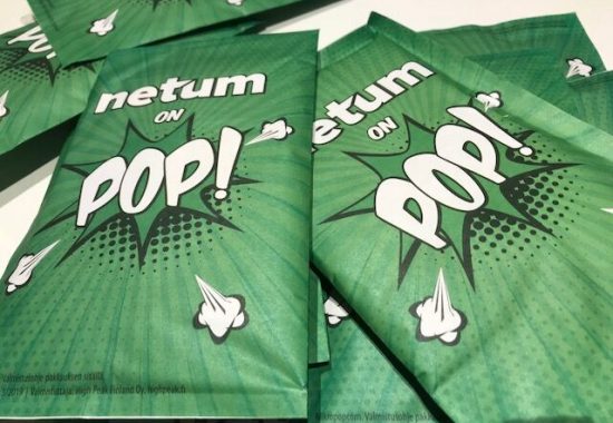 Popcornit jaossa messuilla.